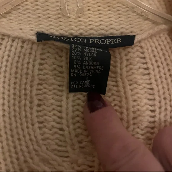 Boston Proper Sweaters | Lambswool Cardigan Cableknit - Picture 5 of 5